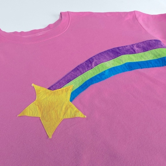 GRAVITY FALLS Hand Made Mabel's Rainbow Star Sweatshirt Girls Plus XL 14/16 - Picture 2 of 7